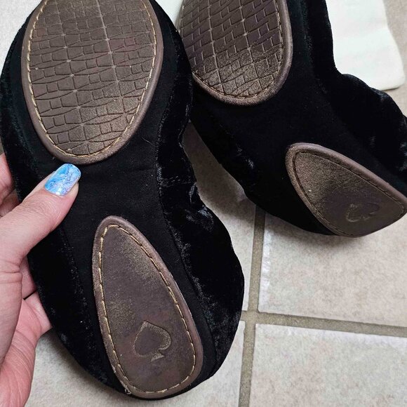 NEW Kate Spade Black Crushed Velvet Ballet Shoes - In Box with Bag. Size 6.5! - Picture 2 of 8